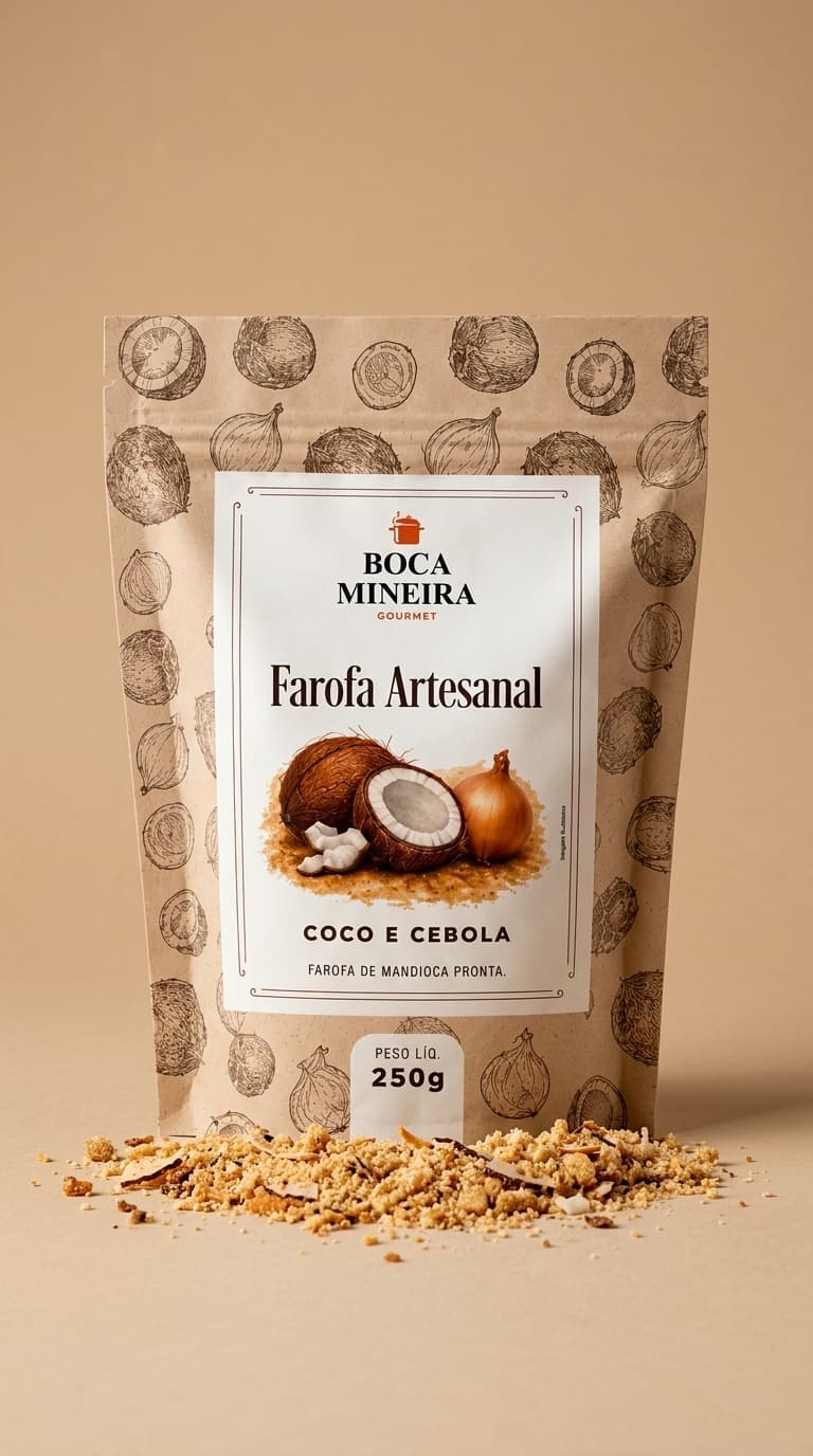 Farofa Coco e Cebola artesanal Boca Mineira